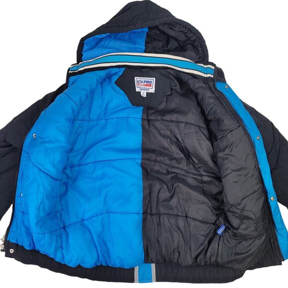 VTG 90s Oversized Carolina Panthers Starter Jacket Pro Line Hooded Men's Sz M - Picture 8 of 10